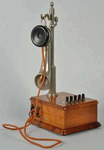 Appraisal: Pernet French Candlestick Intercom Circa Wooden base and nickel plated