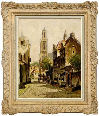 Appraisal: Heen Hoven painting view of a Dutch city street signed