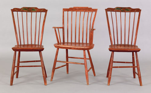 Appraisal: Pair of New England painted windsor side chairs ca attributed