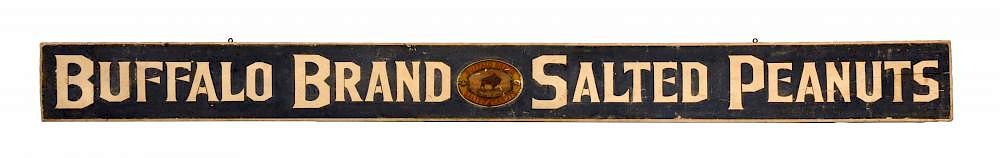 Appraisal: Buffalo Brand Salted Peanuts Wooden Advertising Trade Sign This double