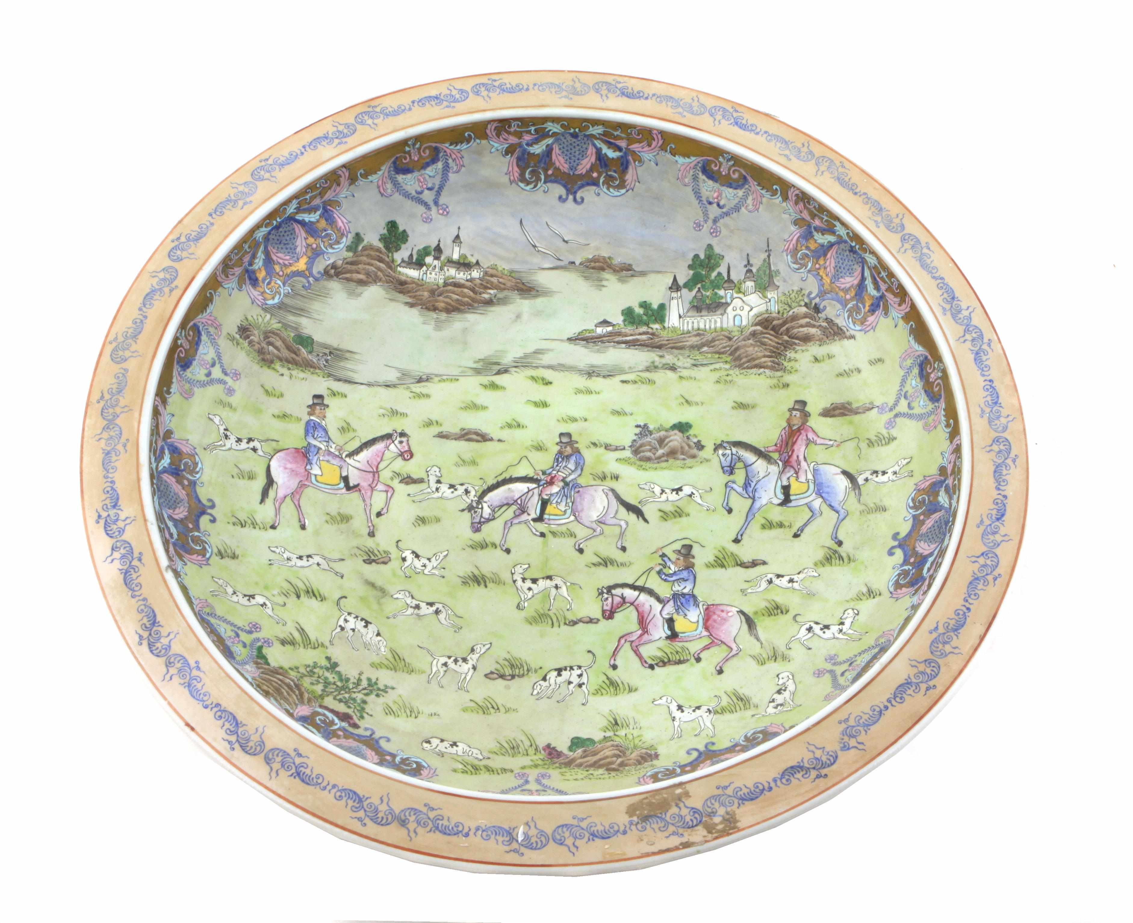 Appraisal: Property of various owners A Continental paint decorated earthenware charger