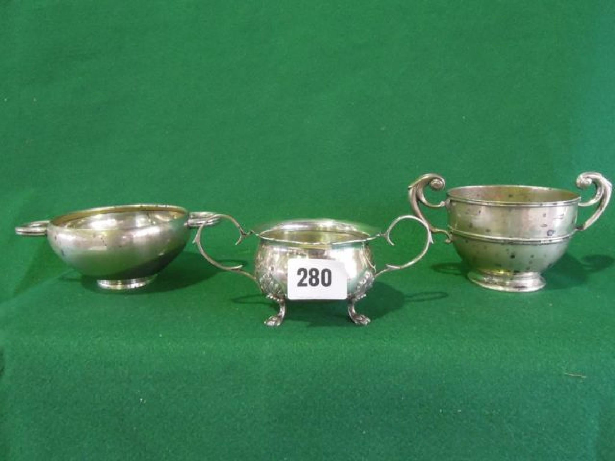 Appraisal: Three two handled sugar bowls hallmarked Joseph Gloster Ltd Birmingham