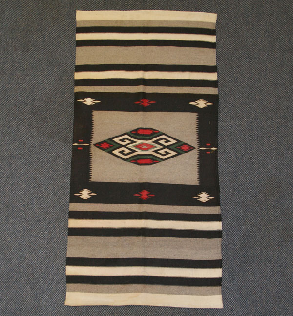 Appraisal: Native American Indian hand woven rug blanket central medallion tight