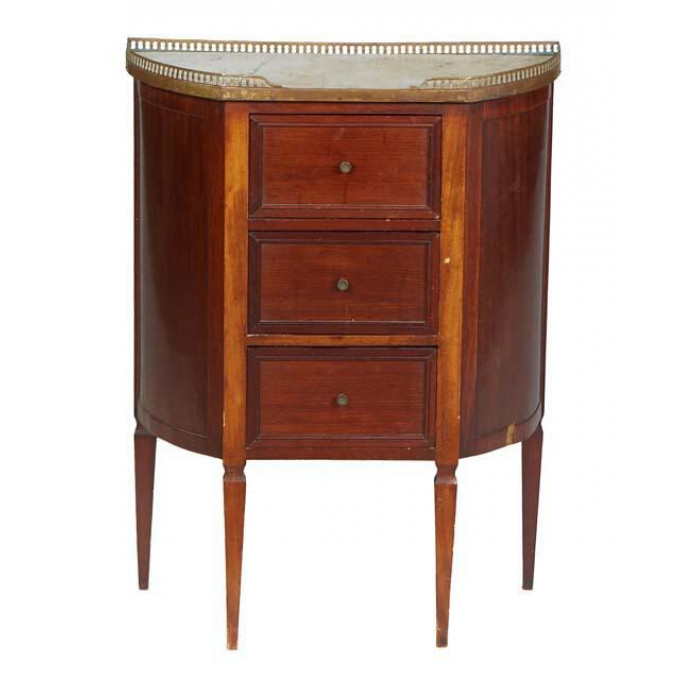 Appraisal: French Louis XVI Style Carved Walnut Marble Top Commode th