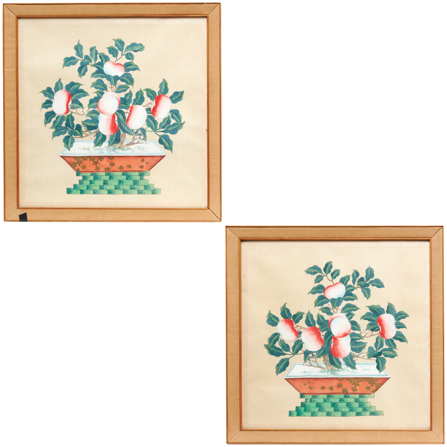 Appraisal: CHINESE SCHOOL PAIR PEACH TREE PAINTINGS Chinese School th c