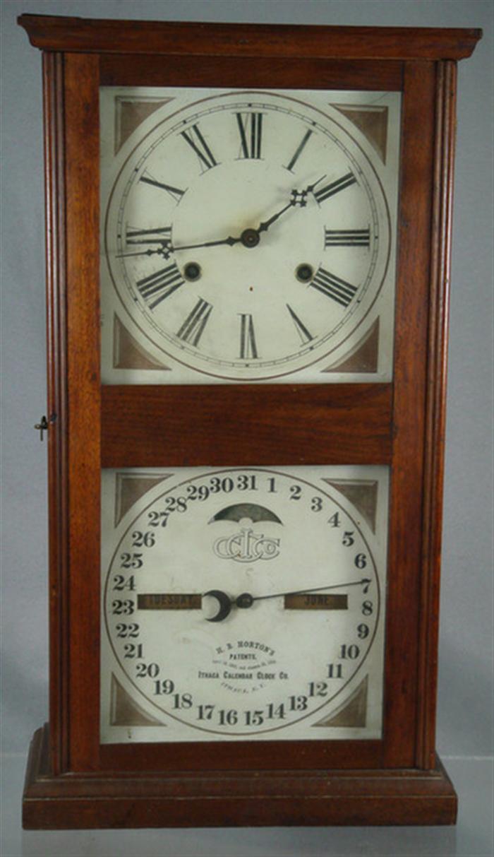 Appraisal: Ithaca walnut No Farmer's calendar clock day double spring missing