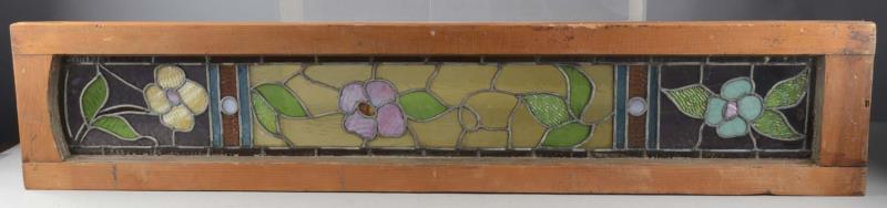 Appraisal: Long Leaded Stained Glass Transom Window Window is in a