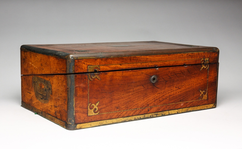 Appraisal: England mid- th century Mahogany with brass inlay Interior with