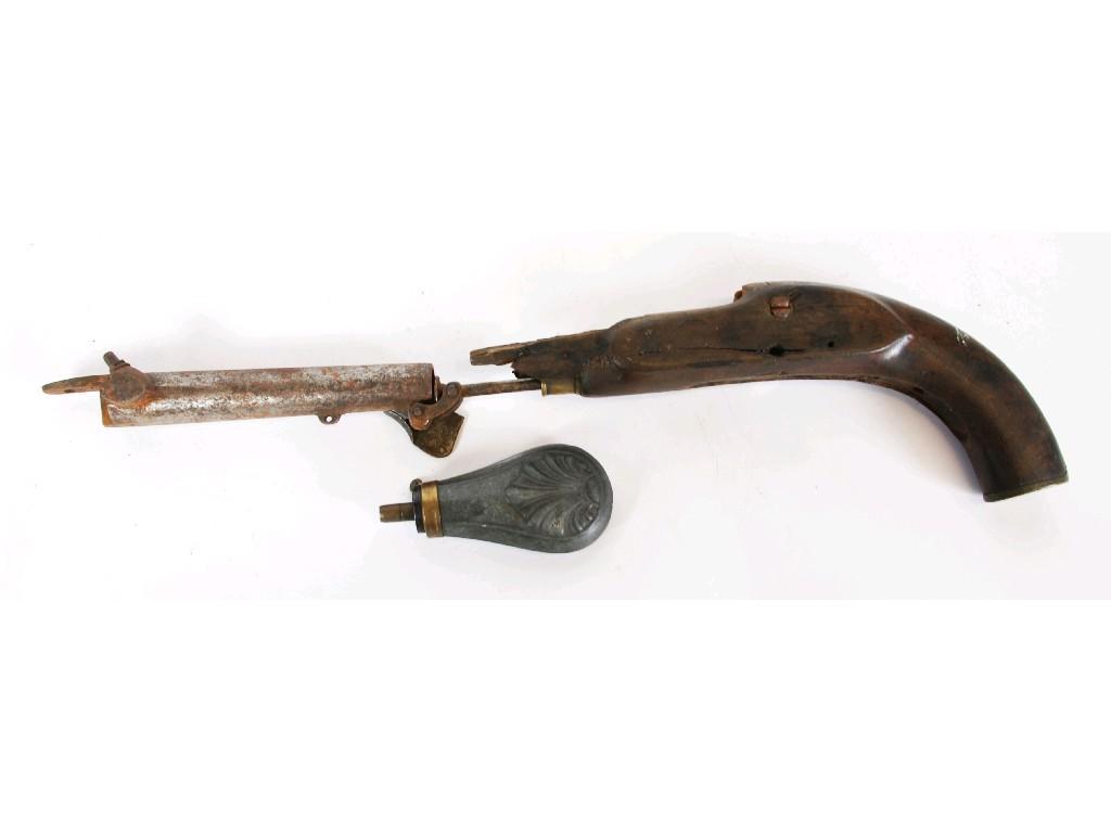 Appraisal: REMNANTS OF A NINETEENTH CENTURY PERCUSSION BELT PISTOL with swivel