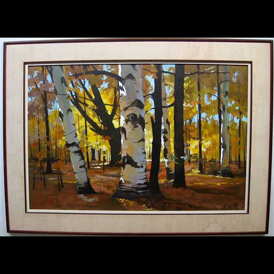 Appraisal: FALL WOODLAND SCENE RONALD N OKEY - CANADIAN OIL ON