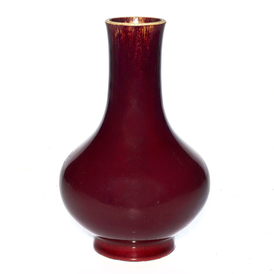 Appraisal: CHINESE FLAMBE GLAZED VASE Chinese flambe glazed vase a stick