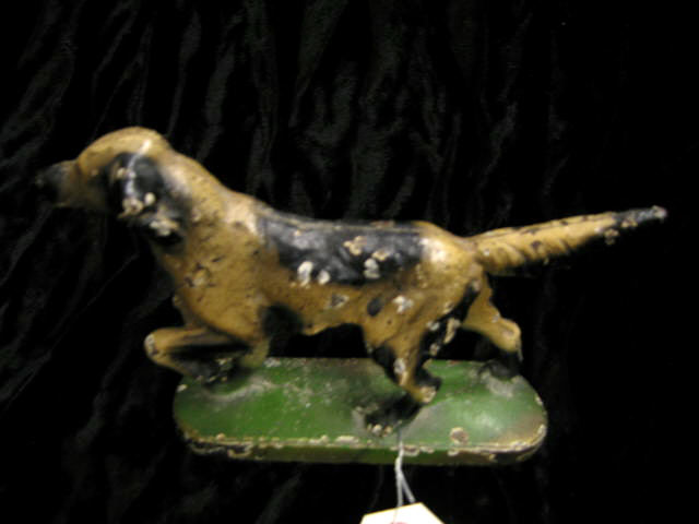 Appraisal: Cast Iron Figural Doorstop of a pointer green base