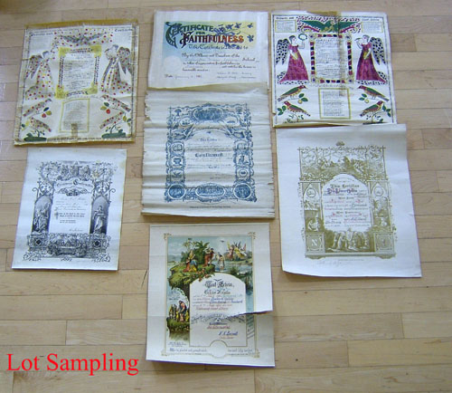 Appraisal: Large group of unframed Pennsylvania printed fraktur Provenance Collection of