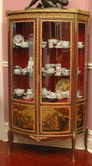 Appraisal: A LOUIS XV STYLE TWO DOOR GLAZED VITRINE Painted with