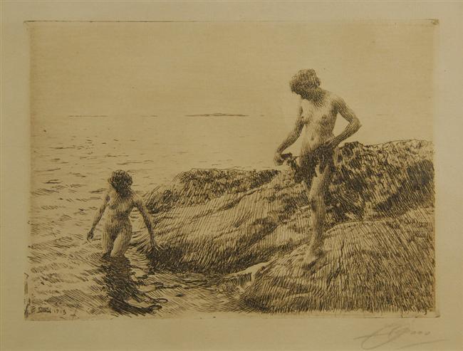 Appraisal: ANDERS ZORN Swedish - THE SEAWARD SKERRIES etching signed in