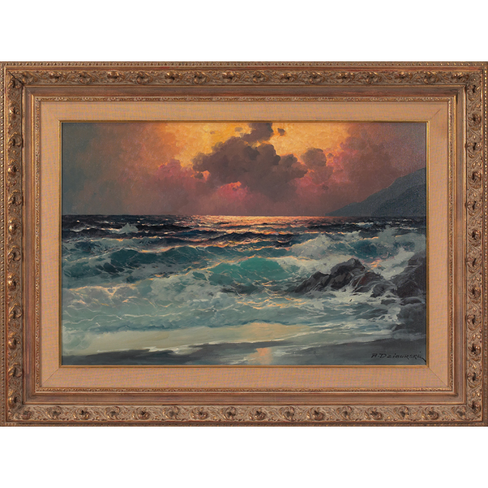 Appraisal: Alexander A Dzigurski American - Seascape c oil on canvas