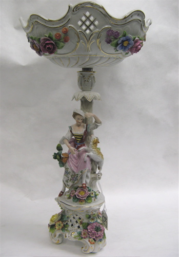 Appraisal: GERMAN PORCELAIN FIGURAL FRUIT BOWL having a hand painted female