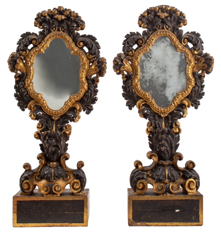 Appraisal: ITALIAN BAROQUE GILTWOOD GIRANDOLE MIRRORS PR Italian Baroque pair of