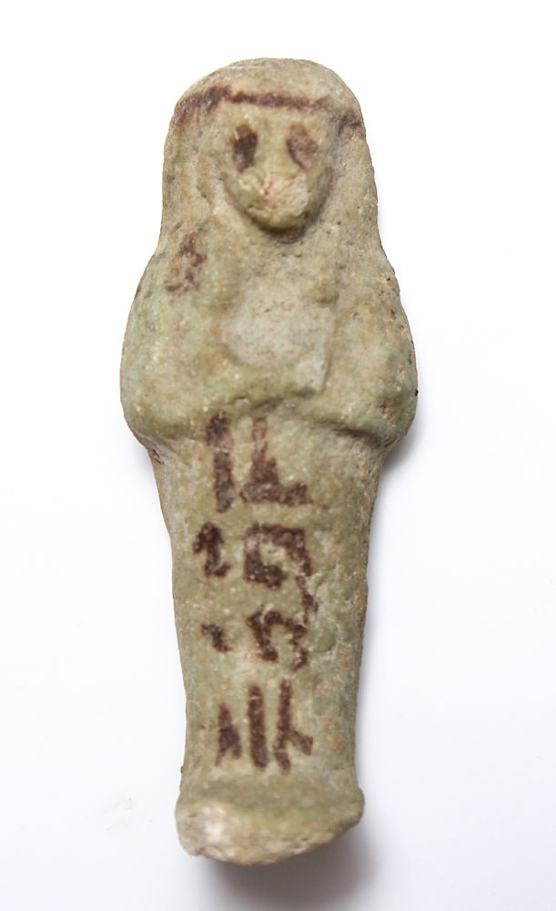 Appraisal: Ancient Egyptian Faience Ushabti Figure Egyptian faience ushabti figure blue-green