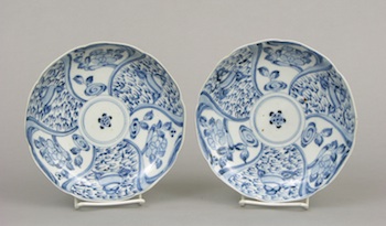 Appraisal: A Pair of Blue White Porcelain Dishes A pair of