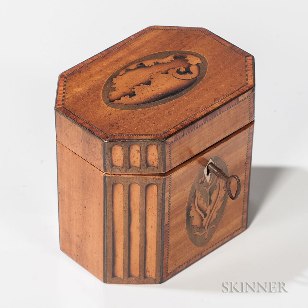 Appraisal: Shell-inlaid Tea Caddy Shell-inlaid Tea Caddy England early th century