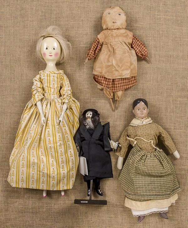 Appraisal: Four contemporary dolls tallest - '' Four contemporary dolls tallest