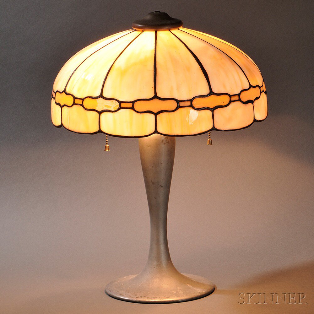 Appraisal: Slag Glass Table Lamp Attributed to J A Whaley Glass