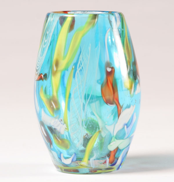 Appraisal: AVEM Murano art glass tutti frutti vase H Minute nick