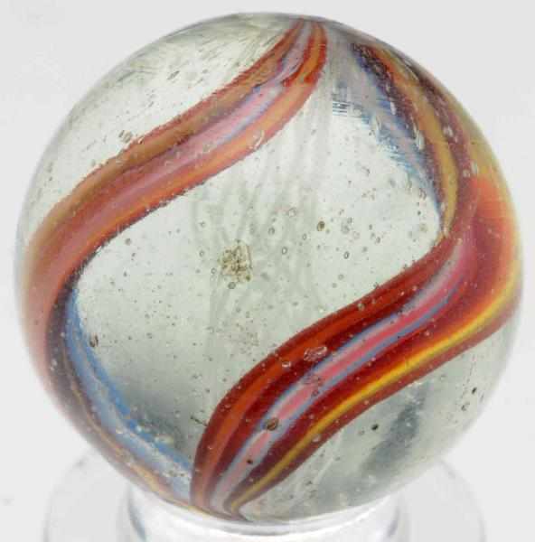 Appraisal: Unusual White Latticino Swirl Marble Faceted pontil Two unusual colored