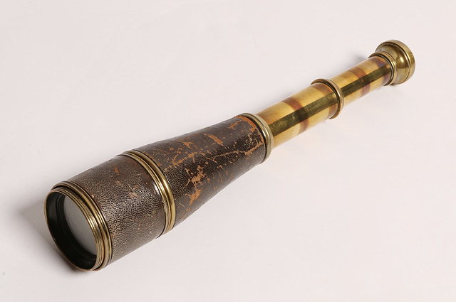 Appraisal: A VICTORIAN LEATHER AND BRASS TWO DRAWER NAVAL TELESCOPE by