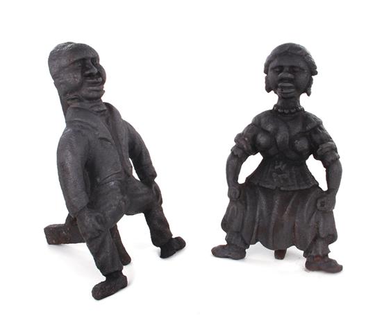 Appraisal: American cast-iron black figural andirons of Southern interest th century