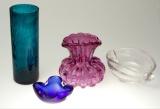 Appraisal: 'S AMETHYST GLASS BUBBLE ENCASED VASE of lobed form together