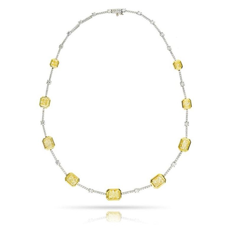 Appraisal: PLATINUM FANCY YELLOW NECKLACE PLATINUM FANCY YELLOW NECKLACE Platinum Fancy