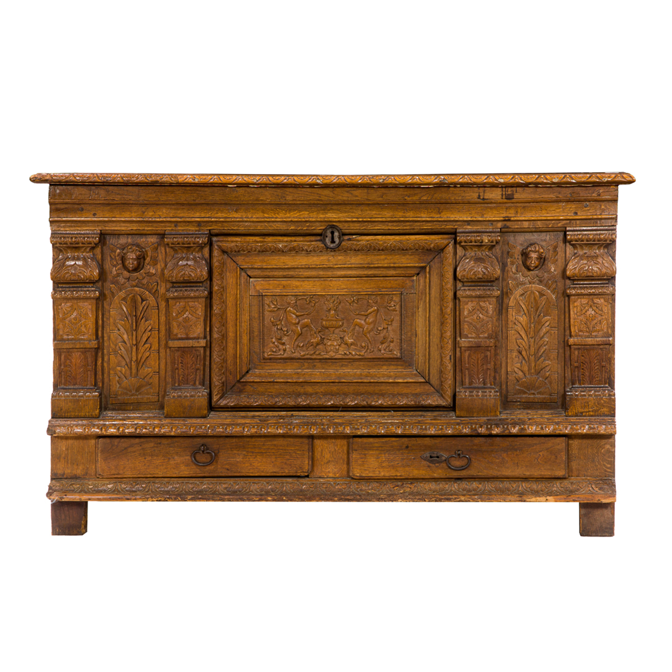 Appraisal: AN ITALIAN RENAISSANCE STYLE OAK CASSONE An Italian Renaissance style