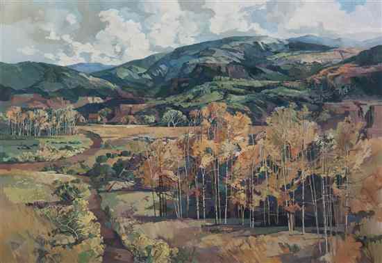 Appraisal: Laurence Philip Sisson American b Aspens at Pendaries oil on