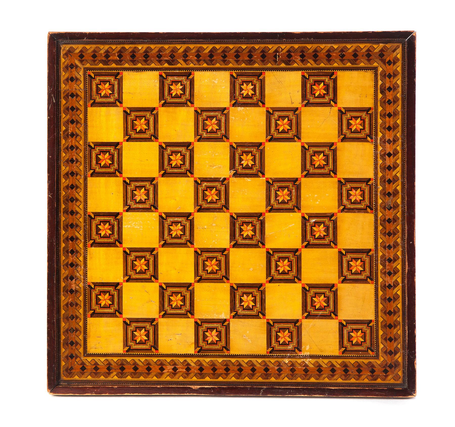 Appraisal: INLAID AMERICAN GAMEBOARD Late th century Finely inlaid double sided