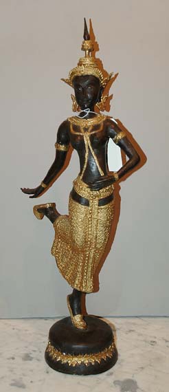 Appraisal: Asian Gilt and Patinated-Metal Figure of a Goddess Height inches