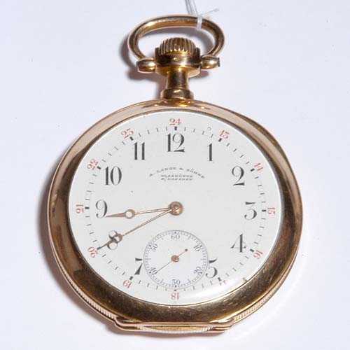 Appraisal: POCKET WATCH LANGE S HNE ca Yellow gold Polished case