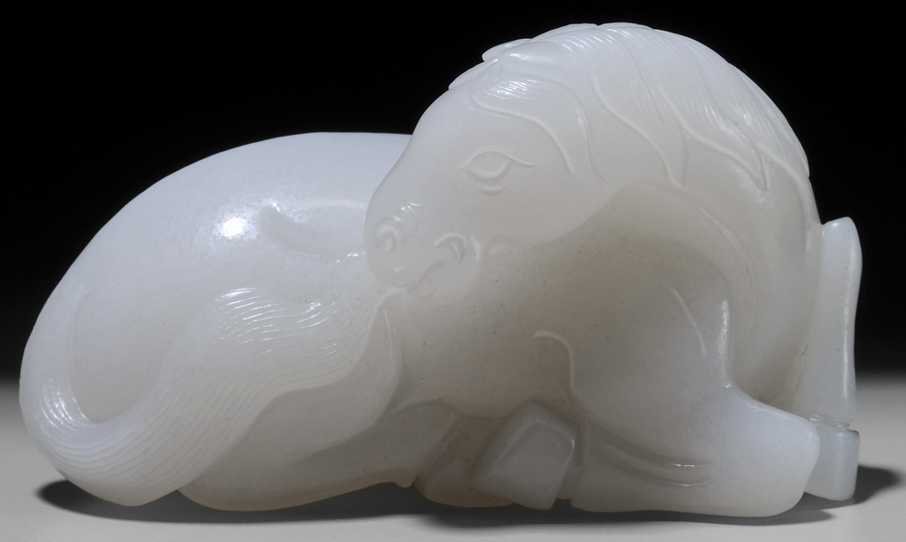 Appraisal: White Jade Horse Chinese th th century female with head