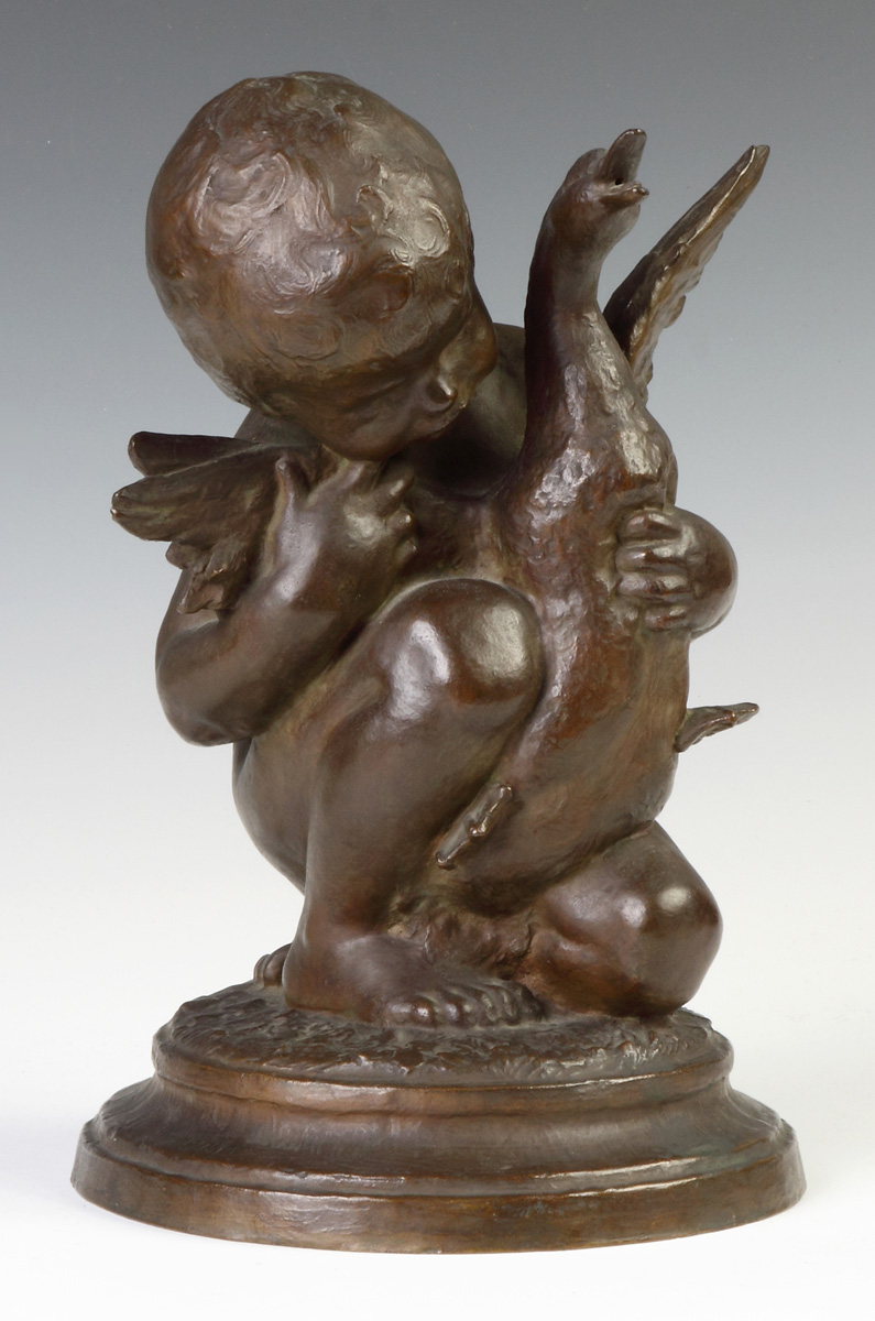 Appraisal: Francis Grimes American - Child w Duck Bronze Water Fountain