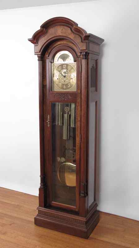 Appraisal: SETH THOMAS GRANDFATHER CLOCK Wood case with burl veneer accents