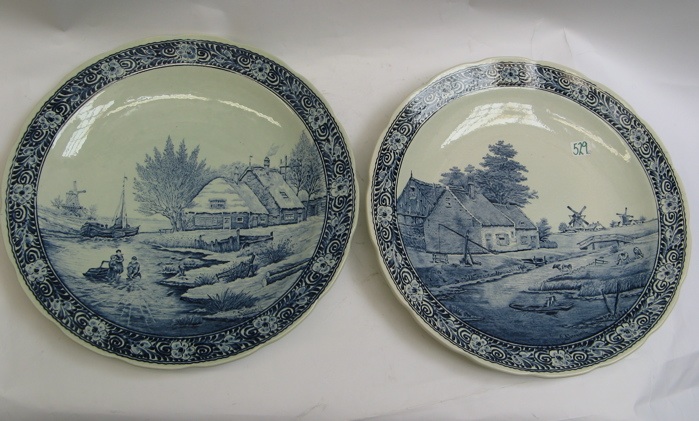 Appraisal: TWO DELFTS BLUE AND WHITE PORCELAIN CHARGERS - dia blue