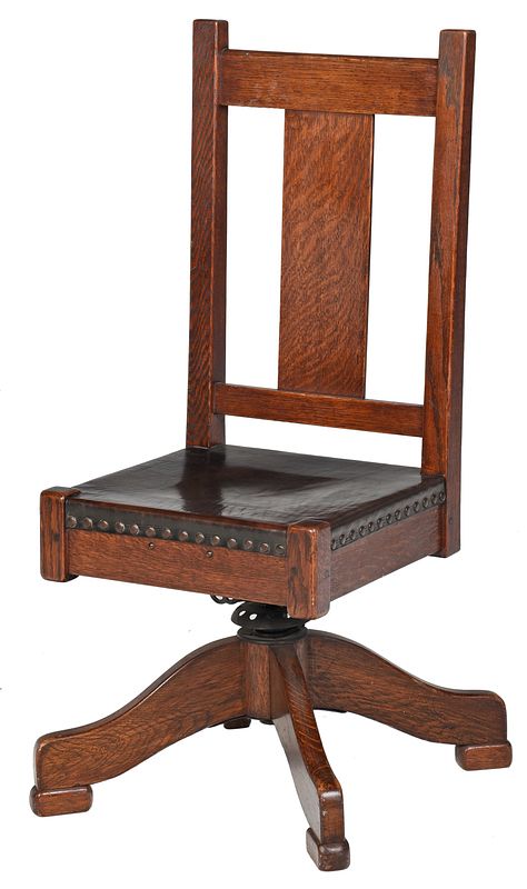 Appraisal: Roycroft Arts and Crafts Desk Chair circa oak and leather