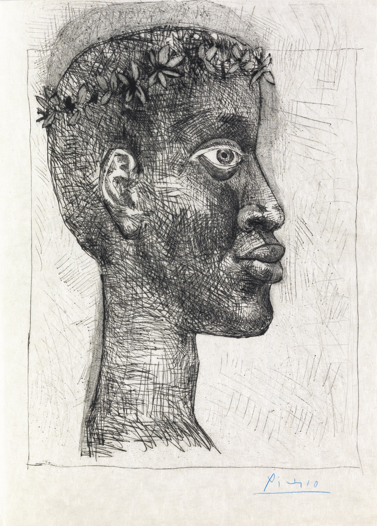 Appraisal: PABLO PICASSO Negre negre negre Portrait d'Aim C saire Drypoint