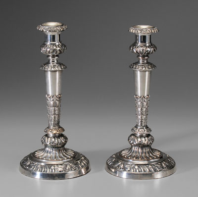 Appraisal: Pair Boulton Candlesticks English early th century old Sheffield plate