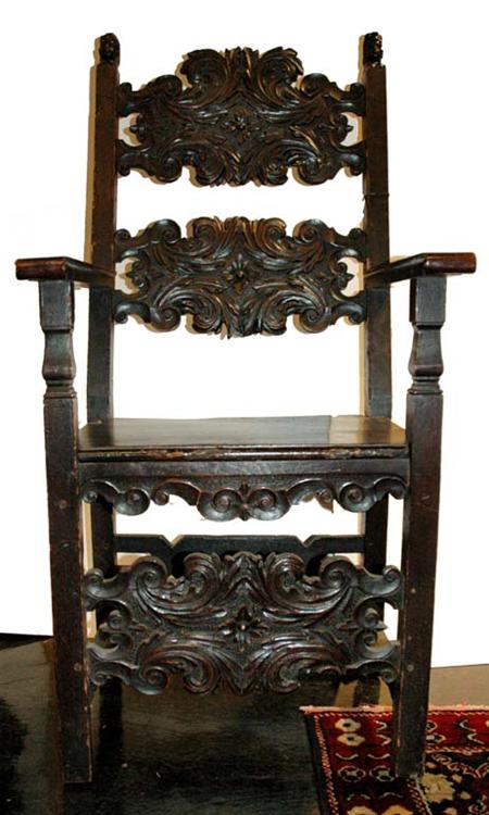 Appraisal: Continental Baroque Walnut Armchair Estimate -