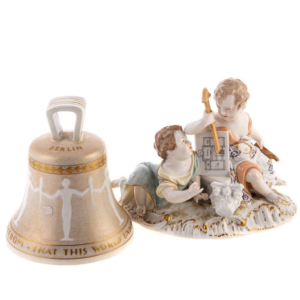 Appraisal: KPM Porcelain Figural Group Bell th century child architects figural