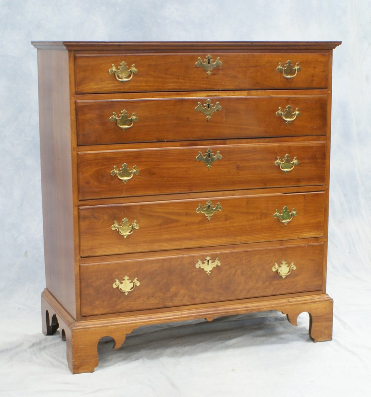 Appraisal: Cherry New England drawer Chippendale Chest old if not original