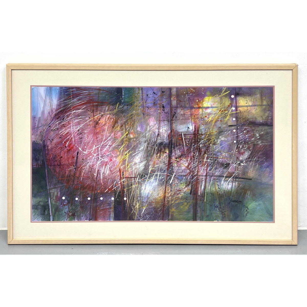 Appraisal: SURACHAI Abstract Modernist Art Painting Framed under glass Framed Possibly