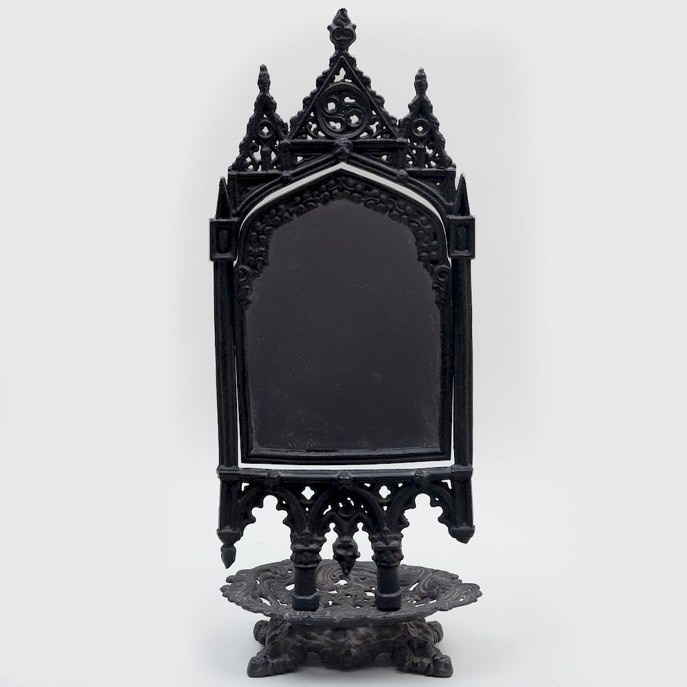 Appraisal: Gothic Style Cast Iron Table Mirror x x in Condition